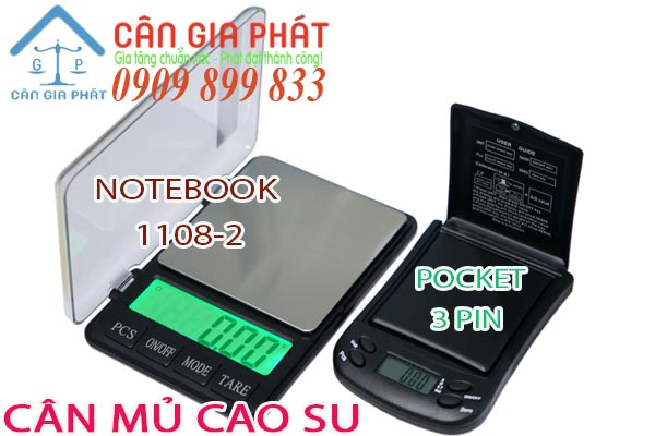 Cân điện tử cân mủ cao su bỏ túi Pocket 200g & Notebook 1108-2