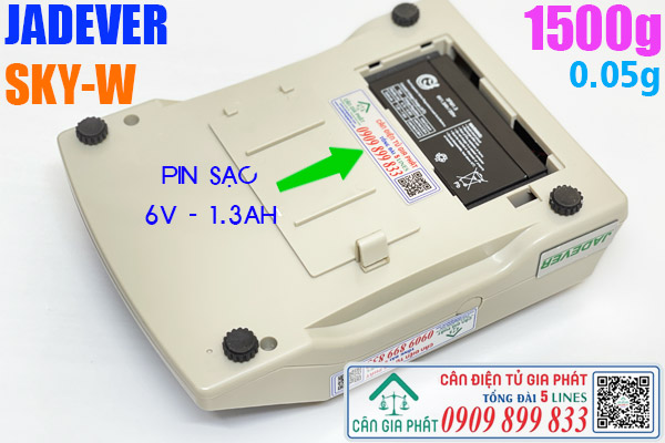 Pin cân điện tử Jadever SKY-W 6V 1.3Ah - sửa cân điện tử Jadever Sky-W 1500g