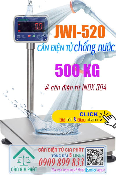Cân bàn điện tử 500kg chống nước - cân điện tử inox JWI-520 500kg