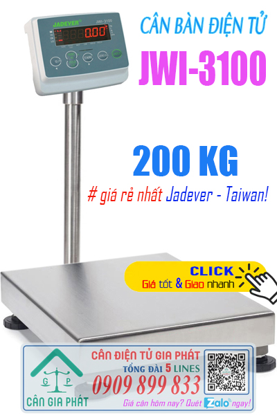 Cân bàn điện tử 200kg giá rẻ Jadever Đài Loan - cân điện tử JWI-3100 200kg