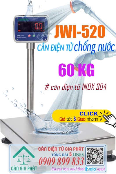 Cân bàn điện tử 60kg chống nước - cân điện tử inox JWI-520 60kg