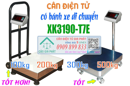 Cân điện tử XK3190-T7E 100kg 200kg 300kg 500kg có bánh xe di chuyển