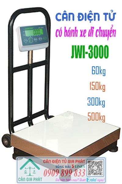Cân điện tử JWI-3000 60kg 150kg 300kg 500kg có bánh xe di chuyển