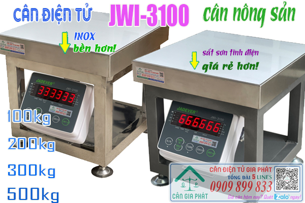 Cân điện tử inox JWI-3100 cân nông sản 100kg 200kg 300kg 500kg