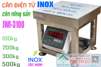 Cân điện tử inox JWI-3100 cân nông sản 100kg 200kg 300kg 500kg