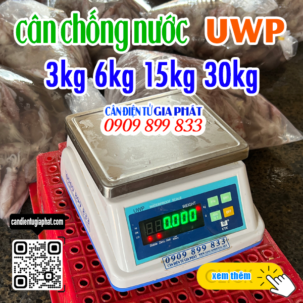 Cân điện tử chống nước UWP 3kg 6kg 15kg 30kg (LED XANH)