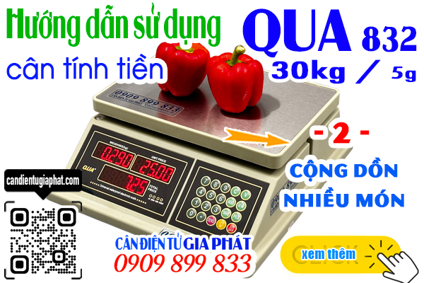 Hướng dẫn sử dụng cân tính tiền QUA-832 30kg cân bán thịt cá tôm hải sản